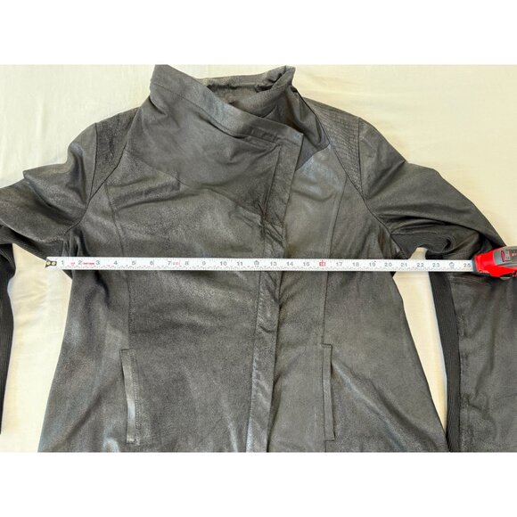 Elie Tahari Lamb Leather and Knit Jacket, Black, Shoulder Stitching, Size Large - Picture 10 of 16